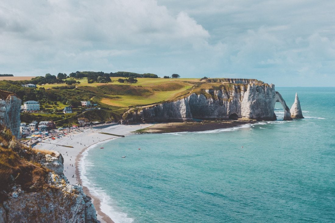 The beach and cliffs in Étretat, Normandy