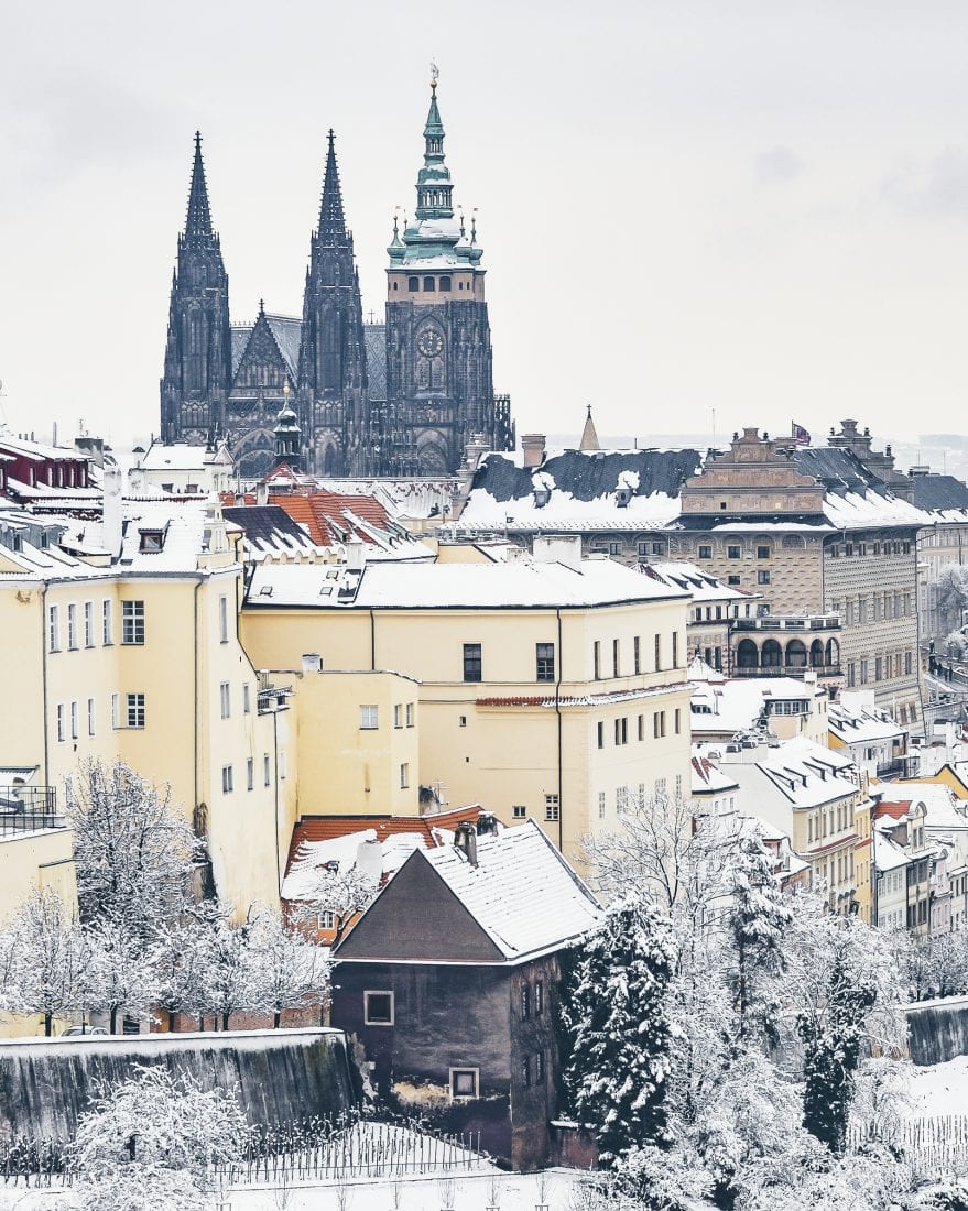 Prague Castle on a snow day in Prague