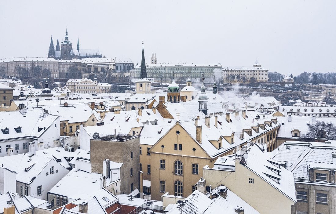 snow in Malastrana, Prague.