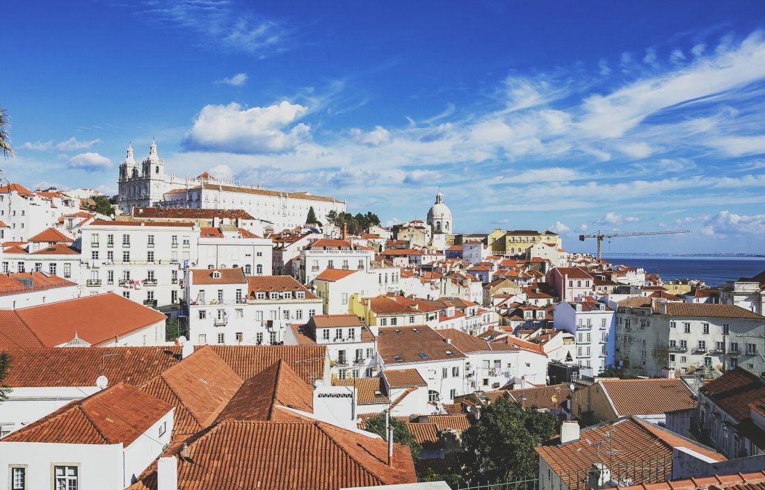 A view of Lisbon's red tiled rooftops.