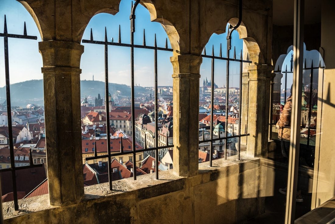 views from the top of the Town Hall Tower in Old Town Prague