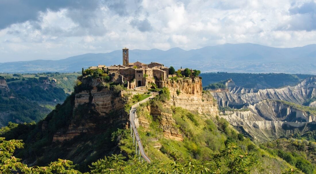 Panorama of Civita di Bagnoregio, Italy.