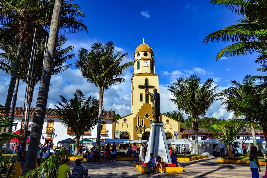 town square in salento colombia