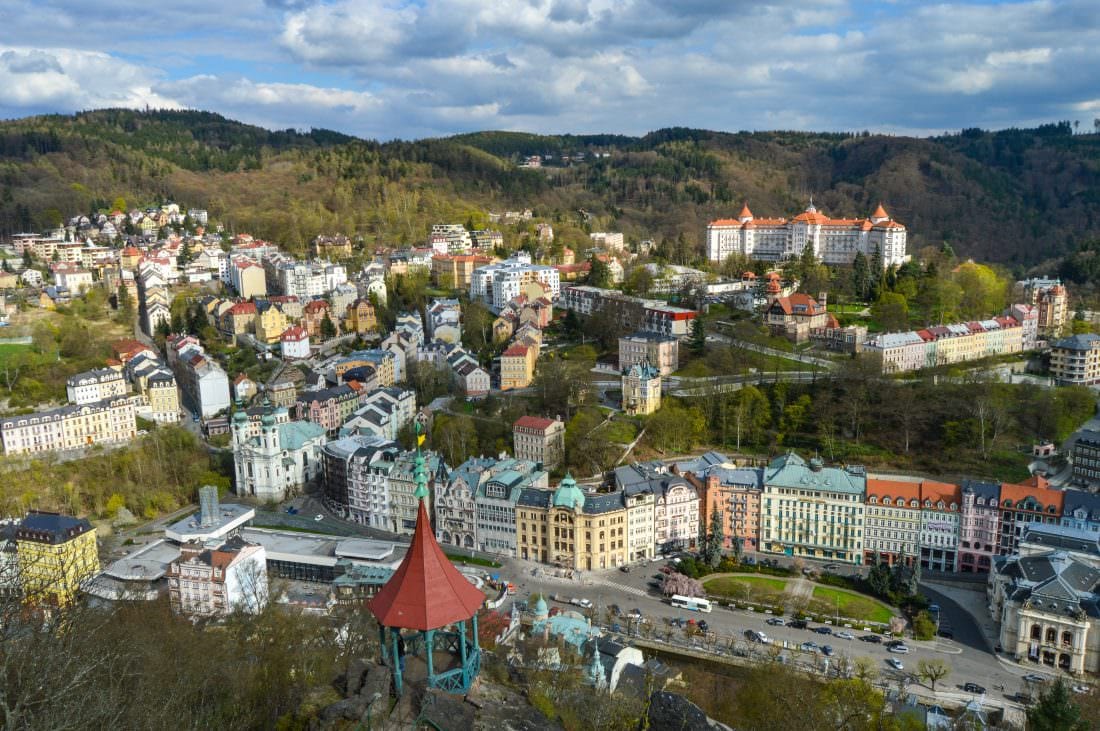view of Karlovy Vary, Czech Republic from above