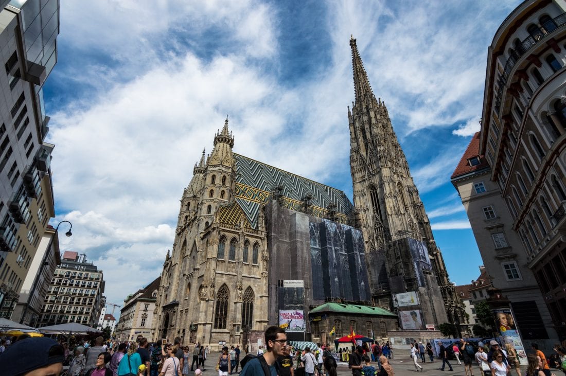 People walking in front of St. Stephen's Cathedral in Vienna