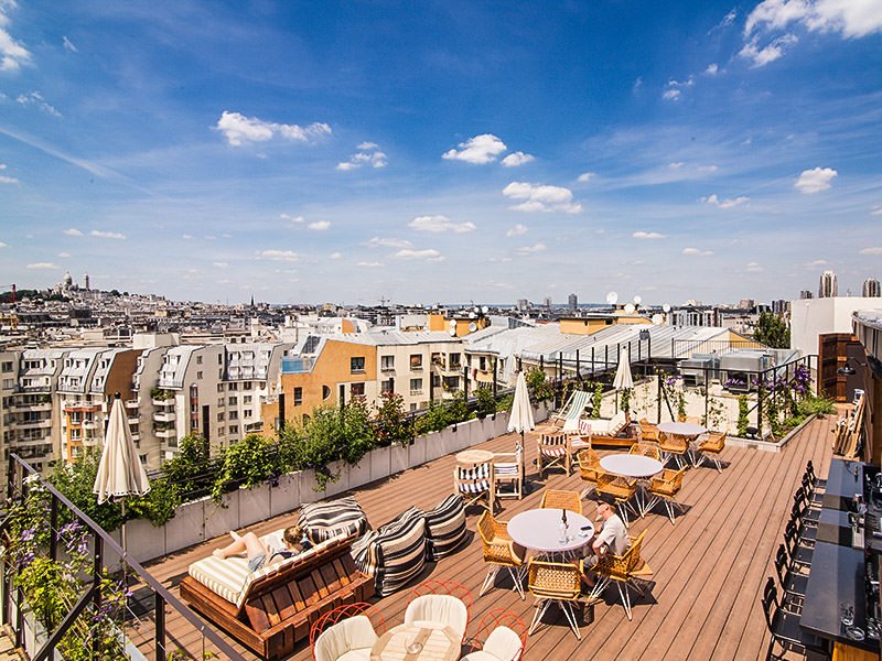 Generator hostel rooftop bar, best hostels in paris