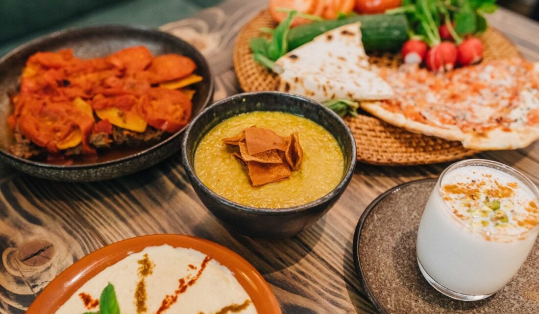Lebanese food on a table 