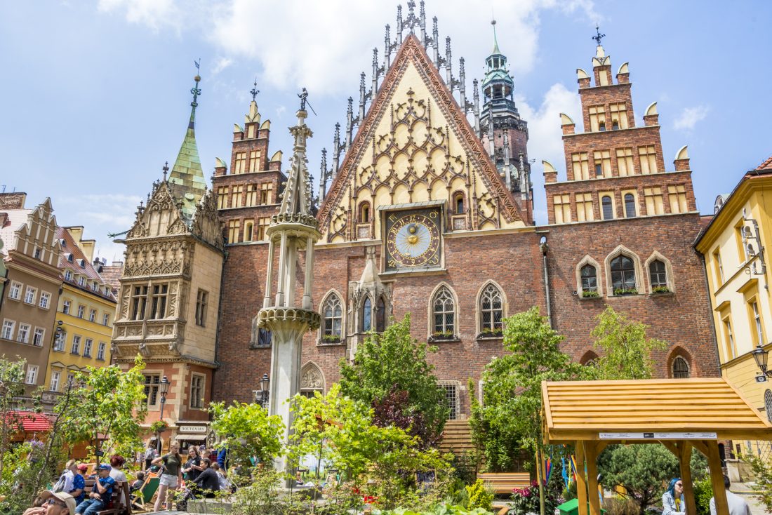 old city hall wroclaw town square summer day