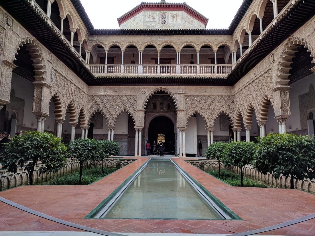 A view of the interior of on of the buildings inside the Alcazar, Sevilla Spain