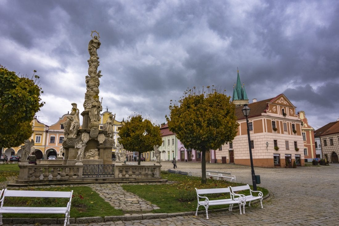 plague column in Telc town square