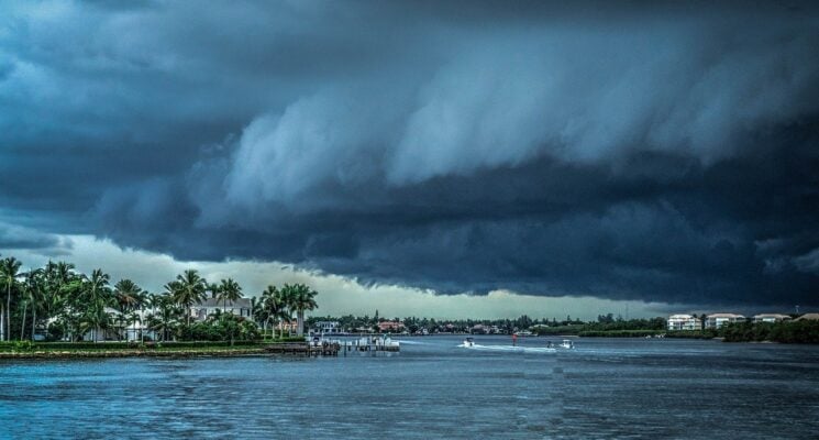 dark rain clouds over the coast of Destin, Florida