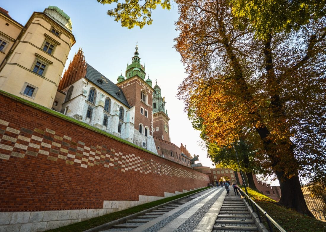 Krakow Wawel Castle Entrance on an autumn day